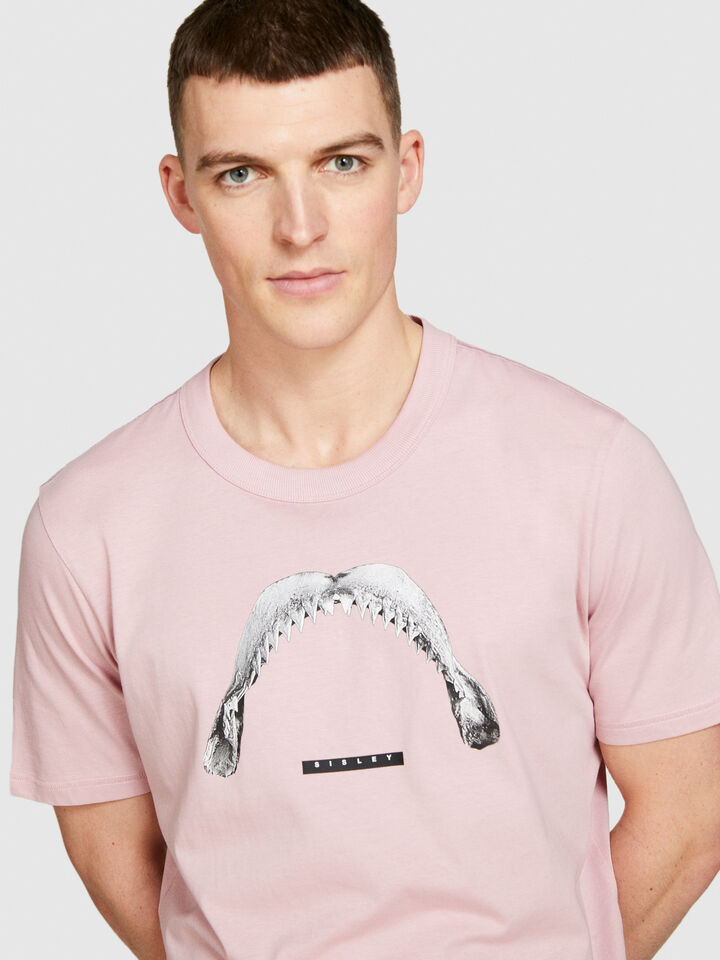 Relaxed fit t-shirt with print - men's short sleeve t-shirts - Pastel Pink | Sisley image number 5